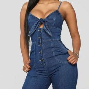 FASHION NOVA Top Notch Demin Jumpsuit